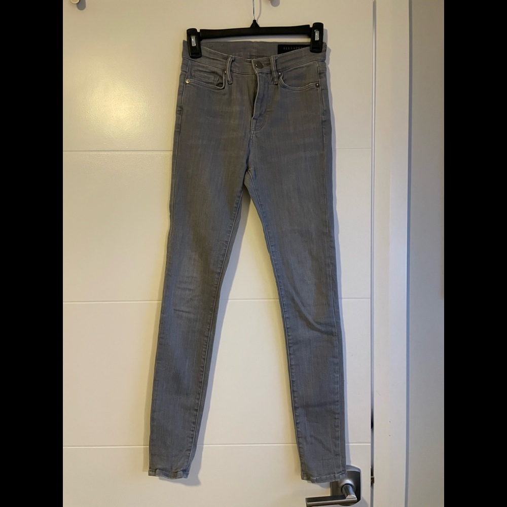All Saints Gray skinny jeans sz 26